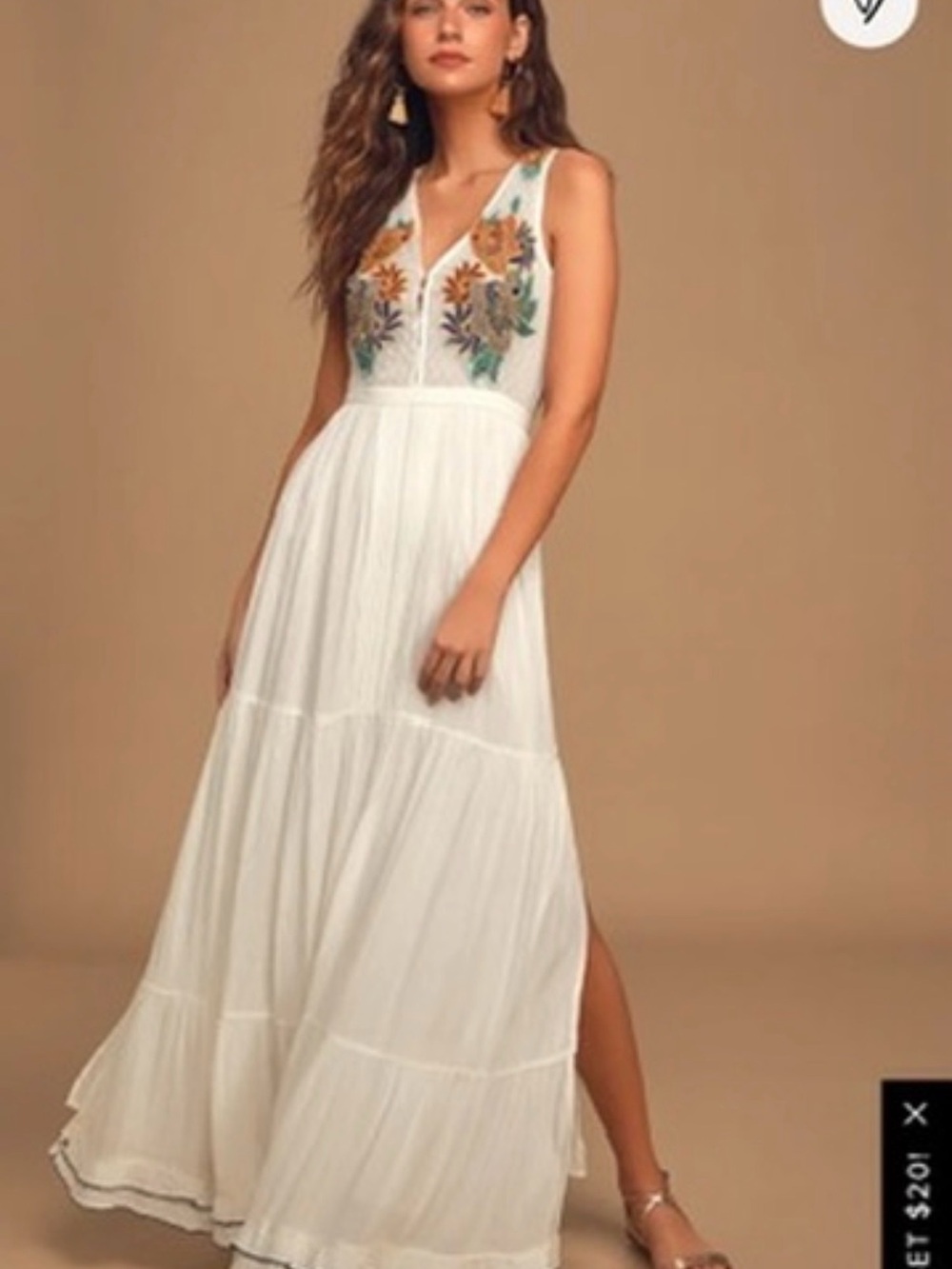 Lulu’s White Boho Maxi Dress